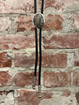 Polished Agate Metal Bolo Tie