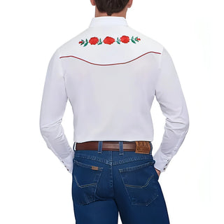 Ely Men's Rose Embroidery Western Long-Sleeve Snap-Front Shirt