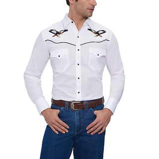 Ely Men's Flying Eagle Embroidery Western Long-Sleeve Snap-Front Shirt