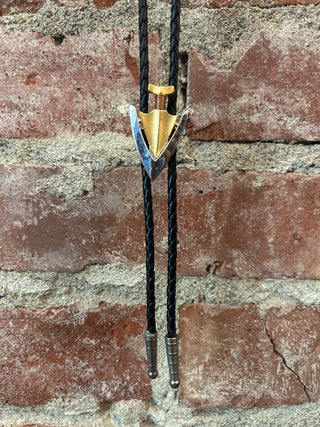 Brushed Metal Arrowhead Bolo Tie