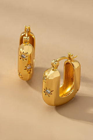 Starburst Square Huggie Earrings