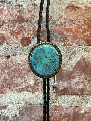 Genuine Turquoise & Sterling Silver Bolo Tie