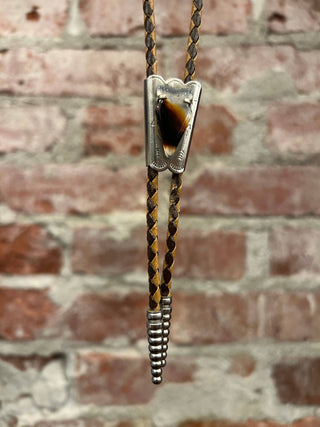 Vintage Agate Stone  Bolo Tie