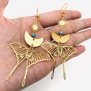 Moon Moth Golden Earrings