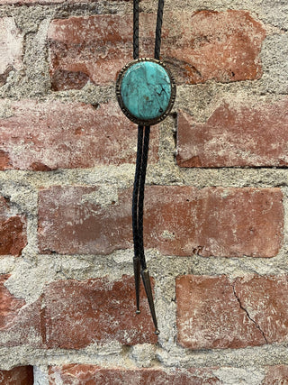 Genuine Turquoise & Sterling Silver Bolo Tie