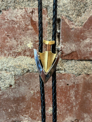 Brushed Metal Arrowhead Bolo Tie