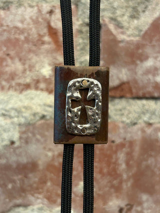 Wooden Cross Bolo Tie