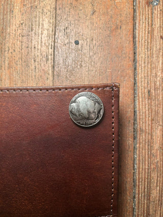 Antique Finish Buffalo Nickel Slim Billfold Wallet