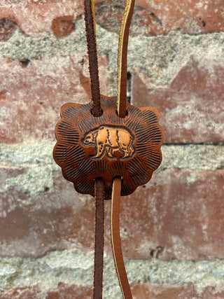 Leather Bear Bolo Tie