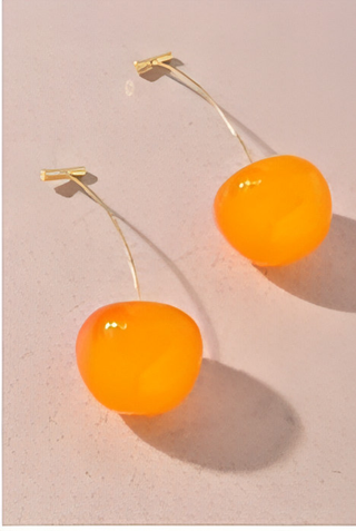 Orange Cherry Earrings 18k Gold Plated