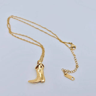 Golden Cowgirl Boot Necklace