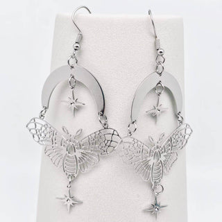 Moth Moon & Star Earrings